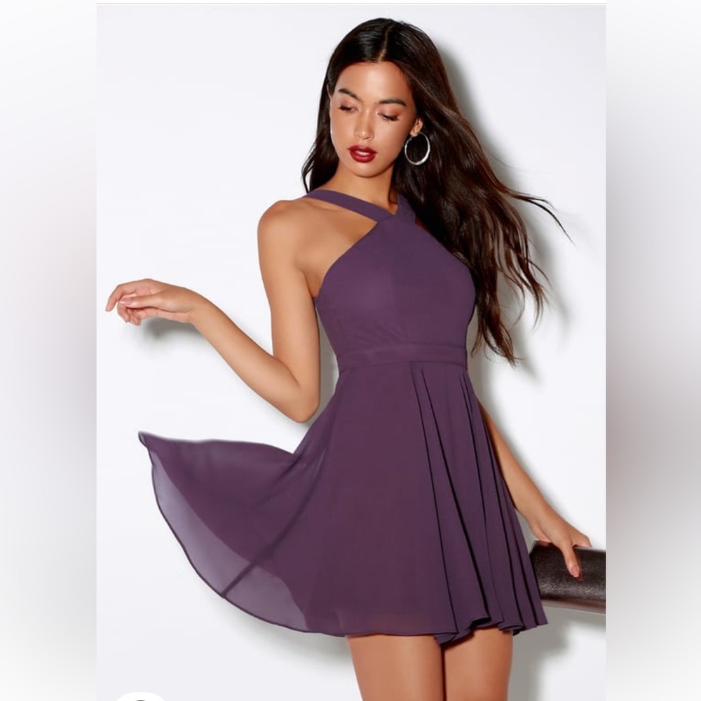 Lulus Forevermore Dusty Purple Skater Dress